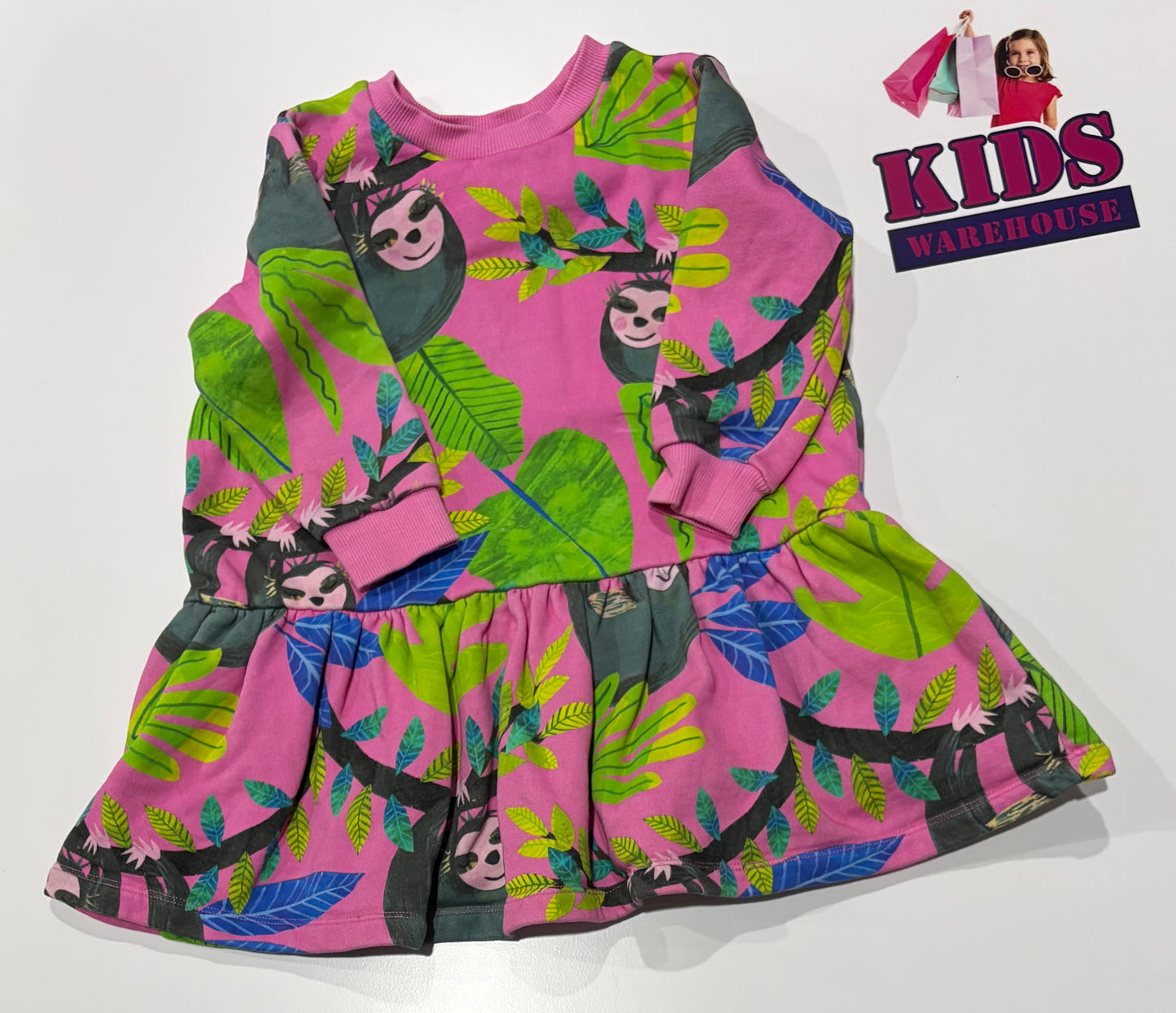 Gorman Kids Pink, Green, Blue Leaf Print Dress Size 2