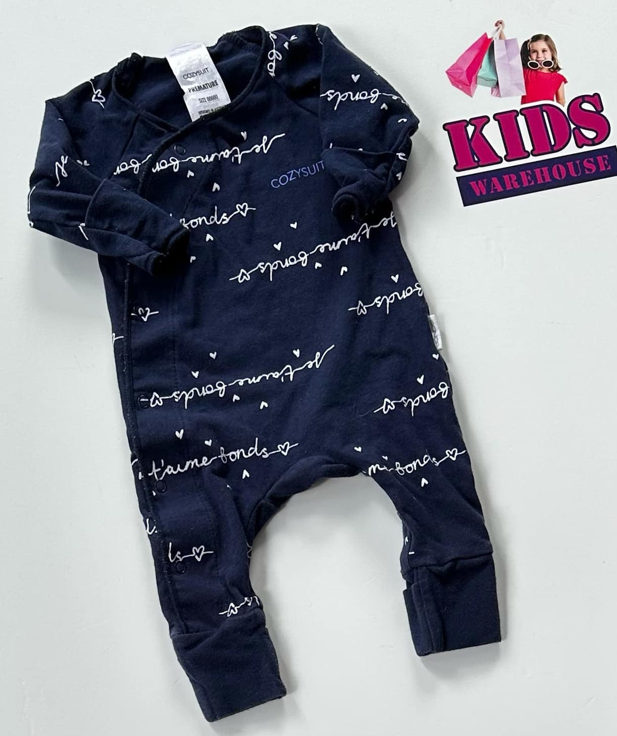 Bonds Navy Blue Jumpsuit With “Bonds” Pattern Size 00000