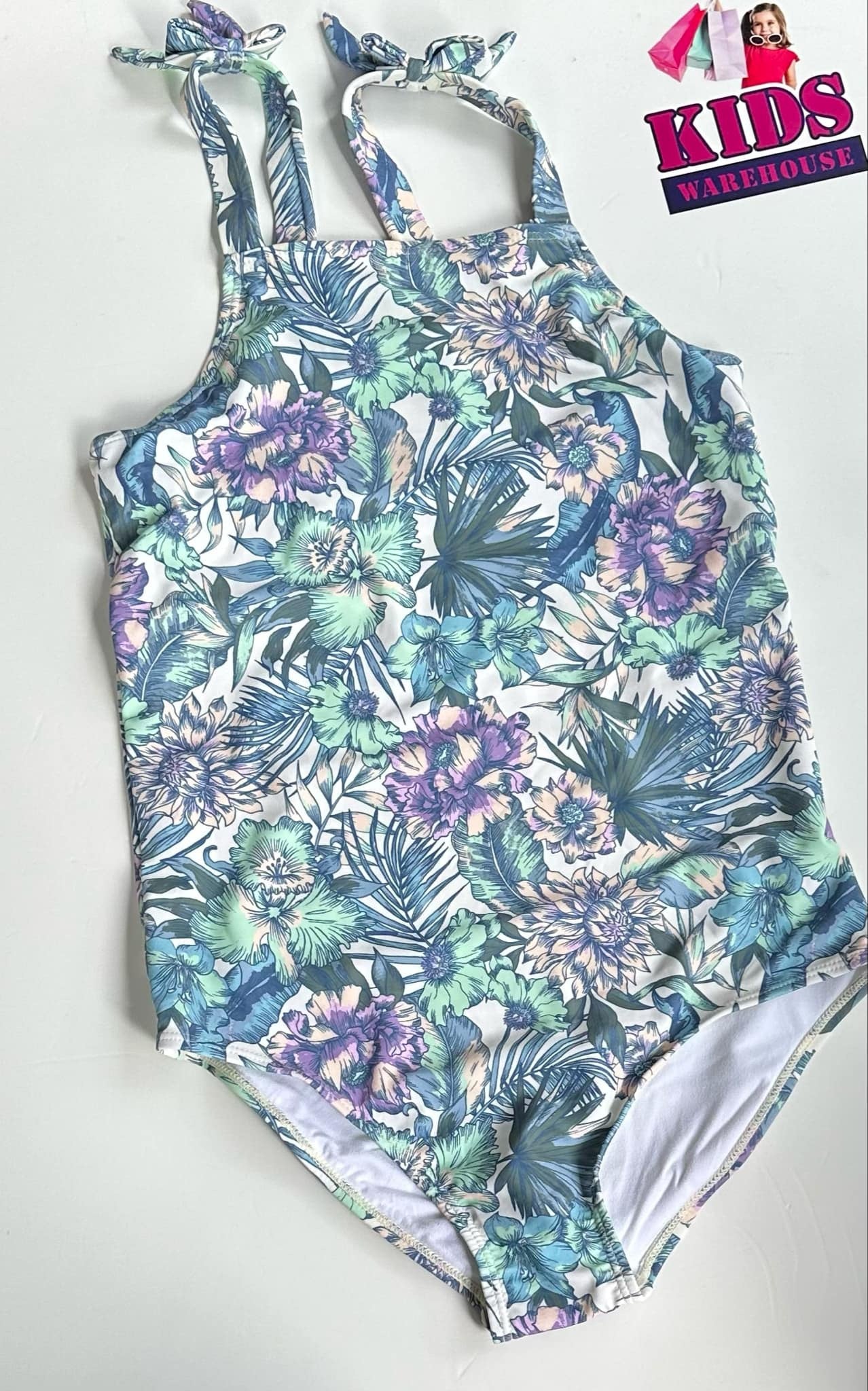 Cotton On Green Swimming Bodysuit With Flower Pattern Size 12 (RRP $29.99)