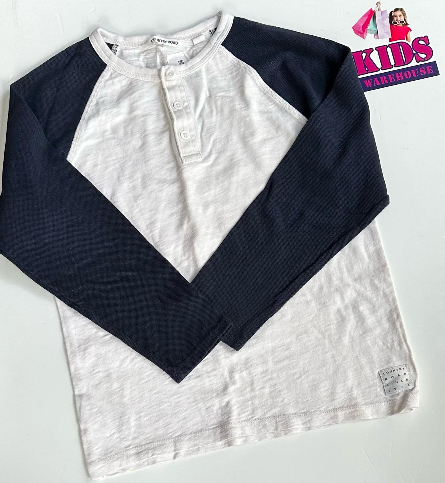 Country Road White & Blue Top Size 12