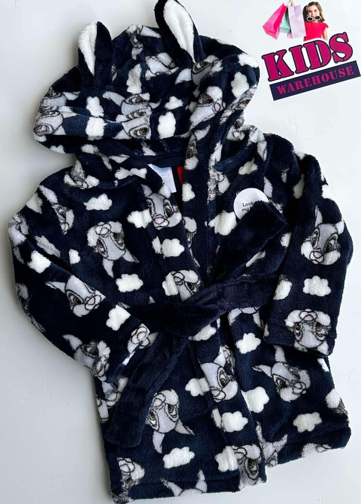 New Disney Navy Blue Dressing Gown With Rabbit Pattern Size 00