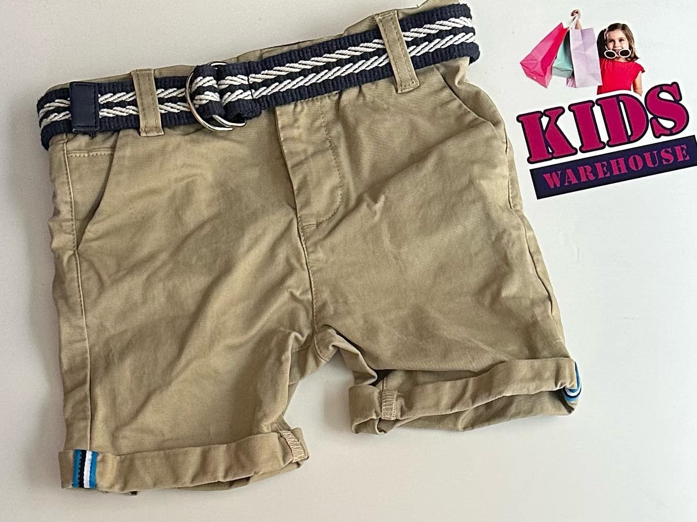 Ollies Place Cream Jean Shorts With Belt Size 2