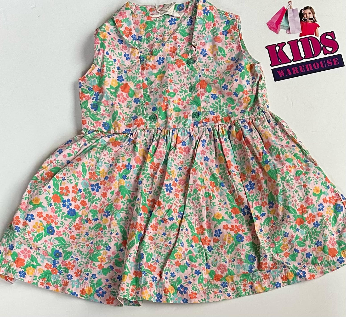 Cotton On Pink Dress With Blue & Green Flower Pattern Size 0