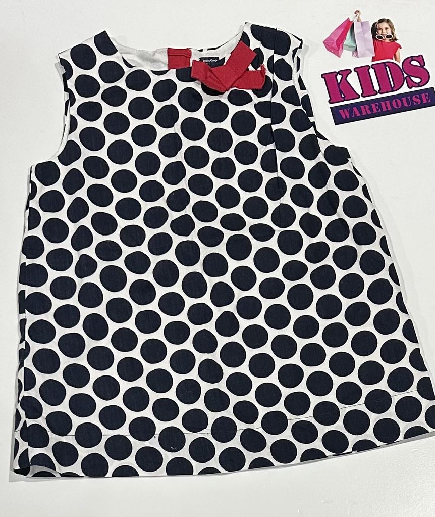 Baby Gap White Dress With Black Dot Pattern Size 5