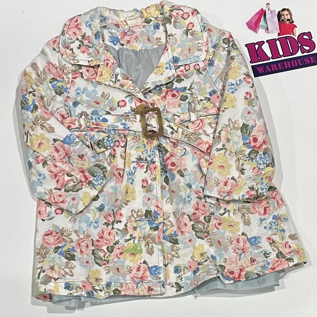 Homemade White Jacket With Flower Pattern Size 3
