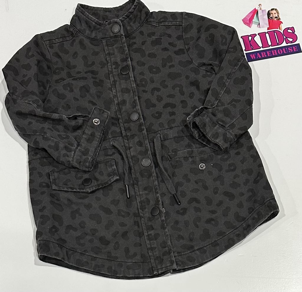 Country Road Dark Grey Jacket With Black Dot Pattern Size 2
