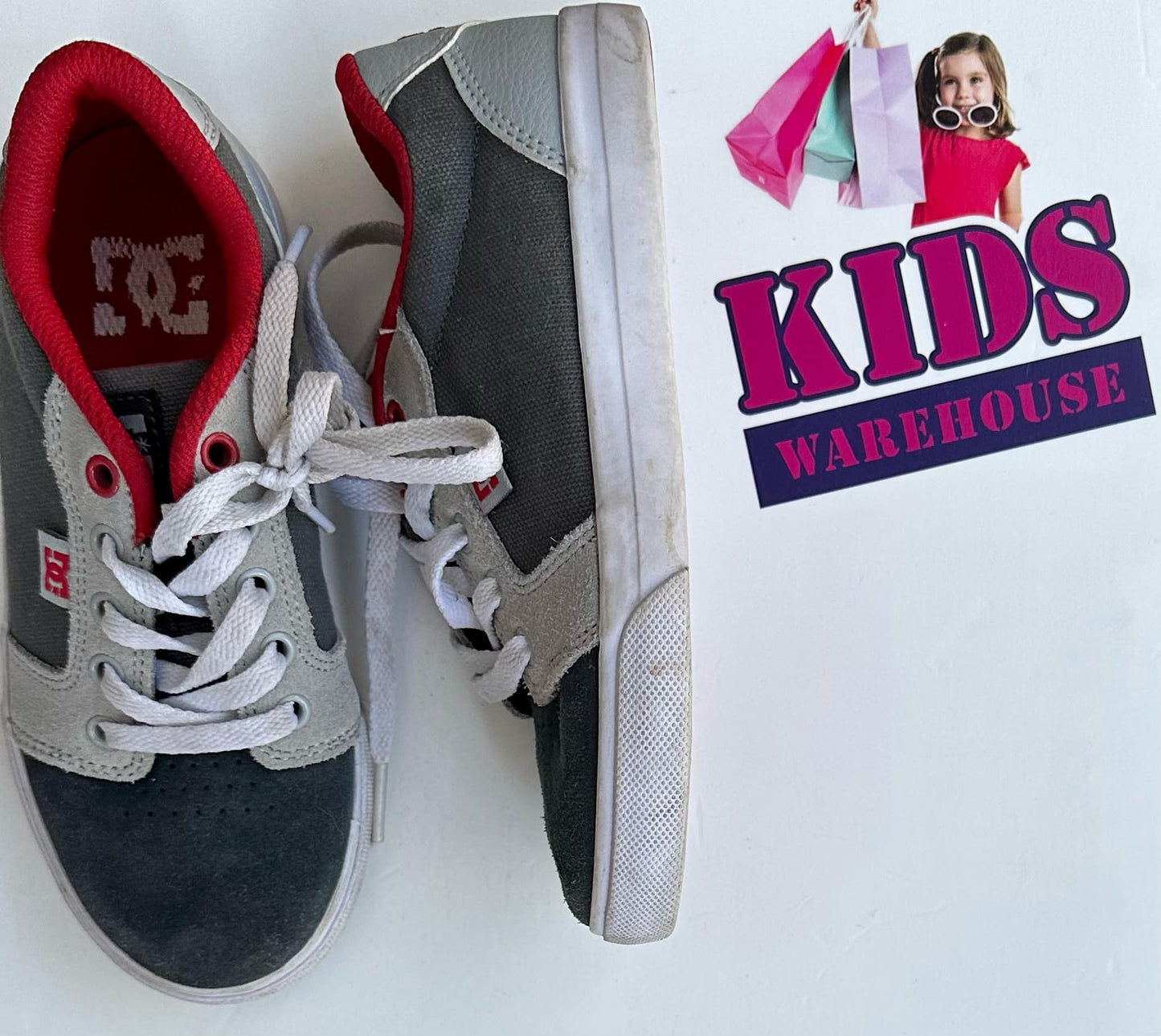 DC Grey & Red Runners Size US1/UK13 (Child/Older Child)