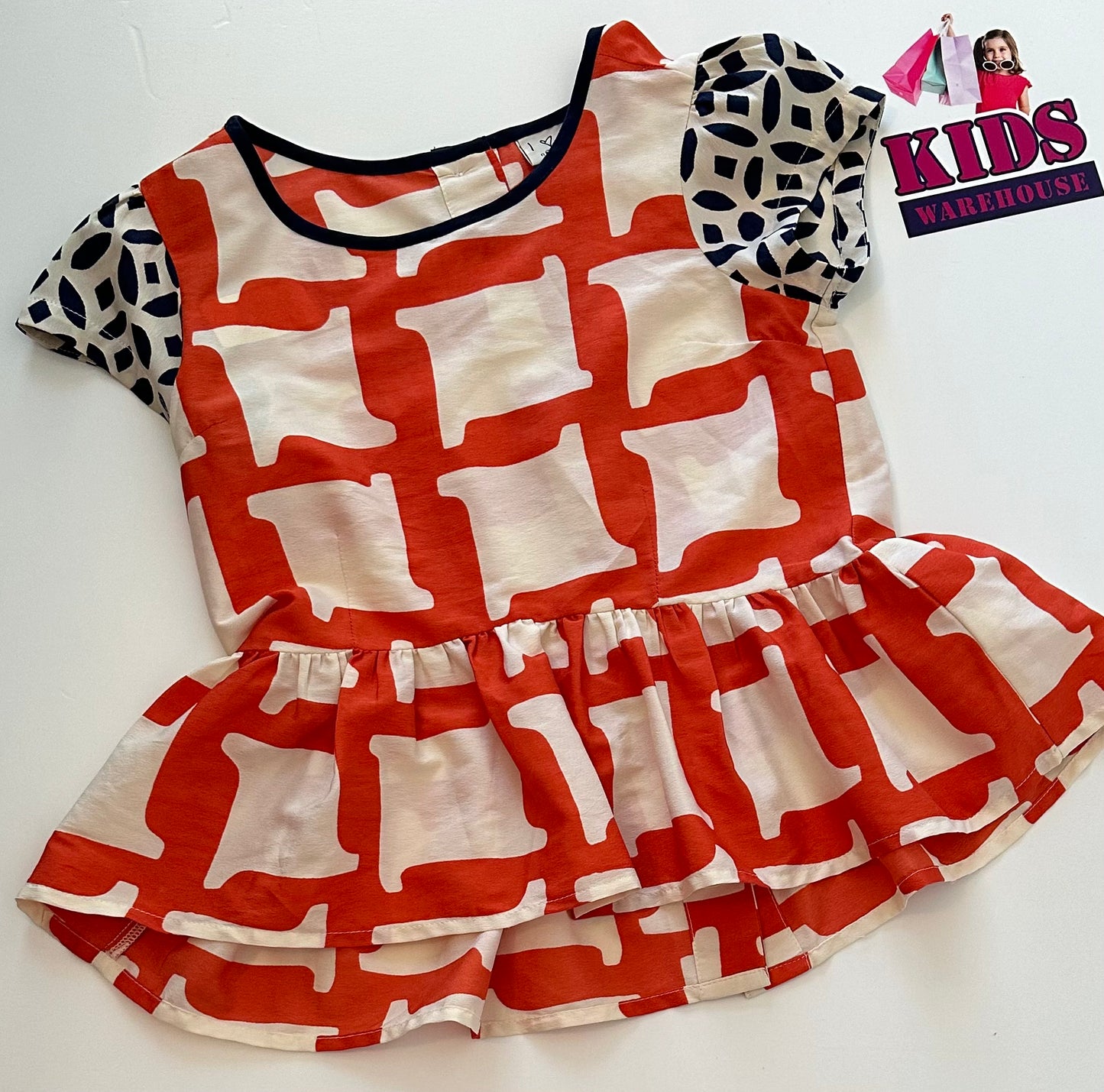 Next Red Dress With White & Black Sleeves Size 9