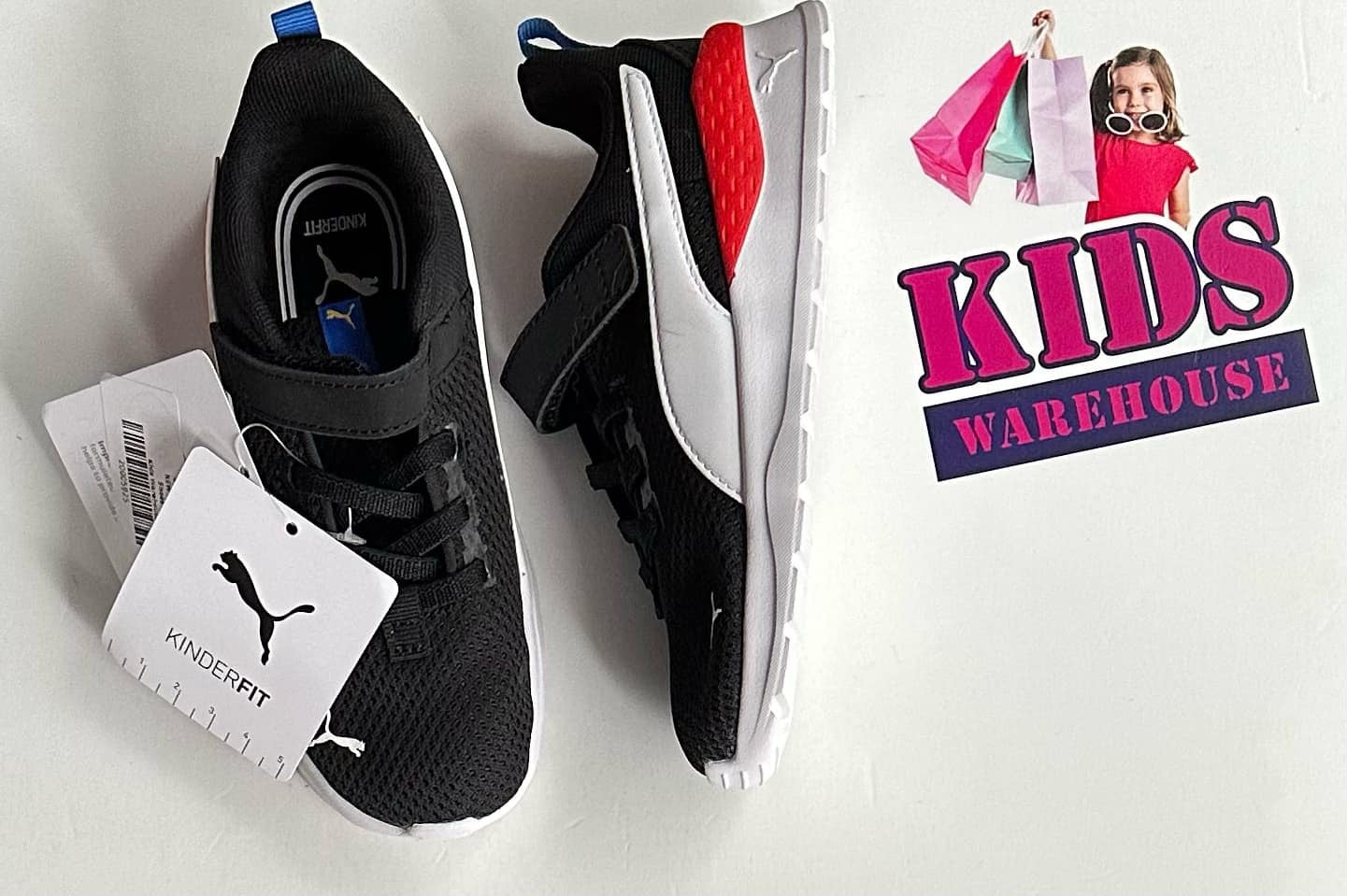 Puma Black, White, Red Runners Size US10/UK9 (Child/Older Child)