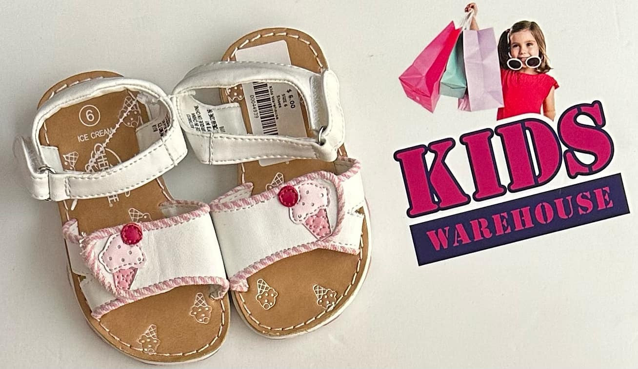Cherokee White, Pink Sandles Size 6 (Child)