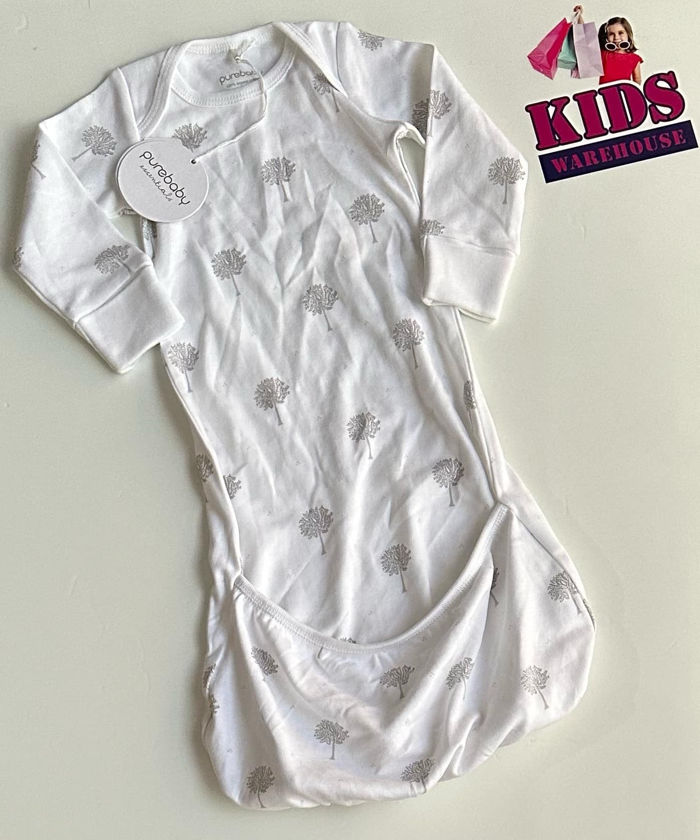 Purebaby White, Grey Tree Print Size 000 TOG 0.1