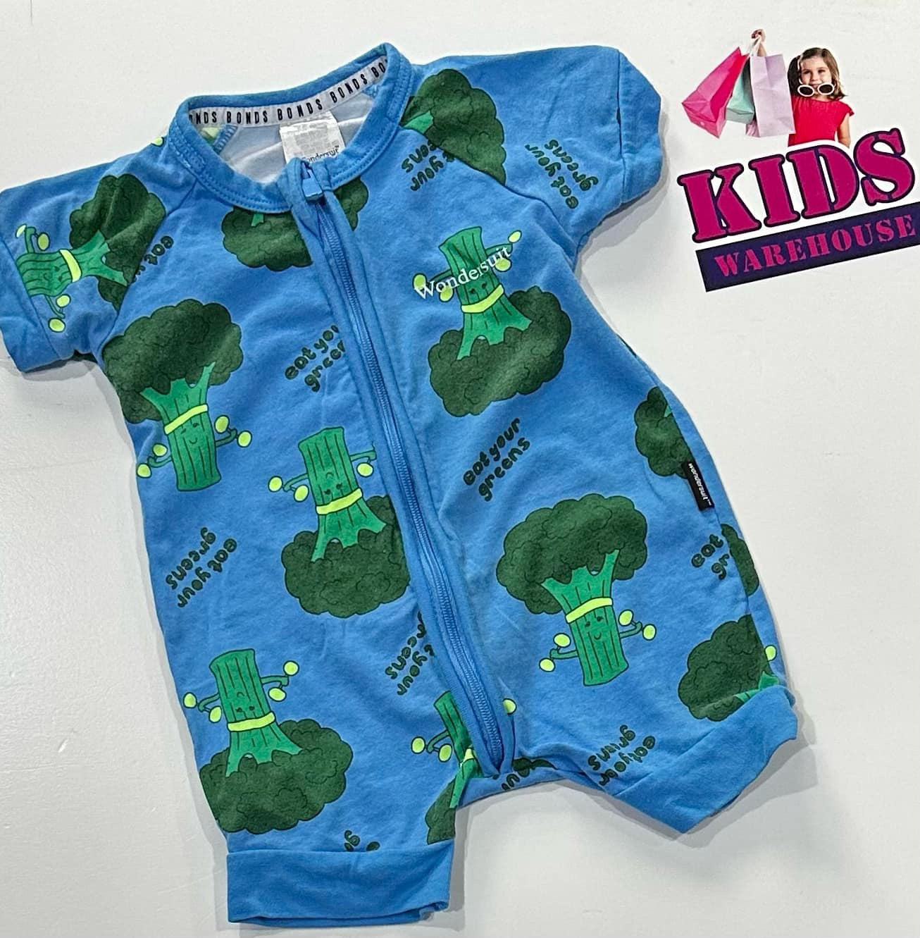 Bonds Blue Broccoli Print Wondersuit Size 000