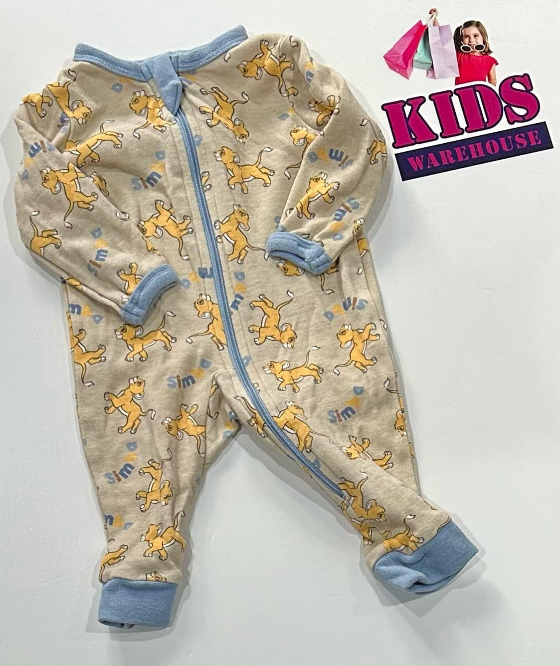 Disney Baby Brown, Blue Simba Print Jumpsuit Size 000