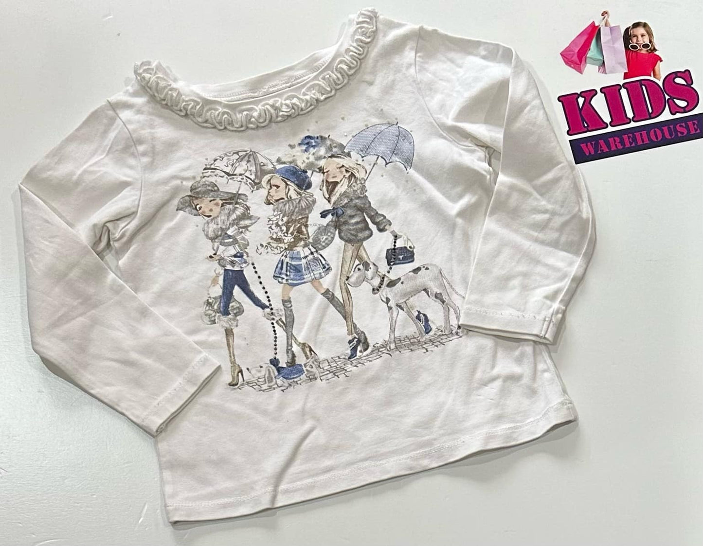 White Girls With Unbrellas Print Top Size 3