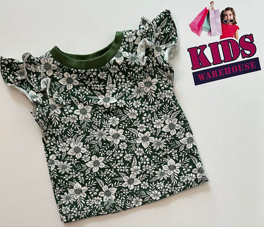 Teeny Weeny Green Top With Flower Pattern Size 000