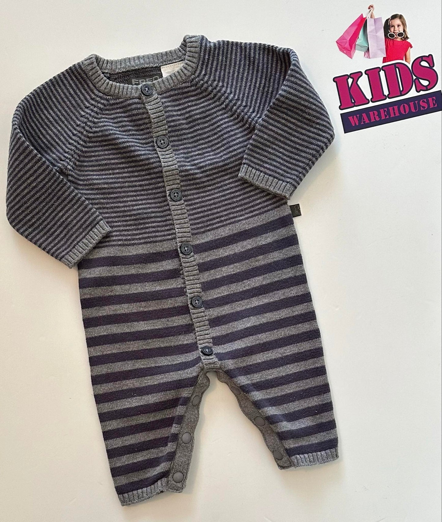Fred Bear Grey & Blue Knit Jumpsuit Size 000