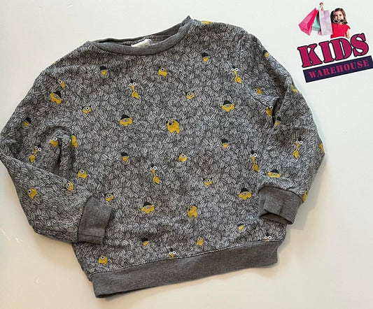 Grey Jumper With Yellow Characters Pattern Size 3