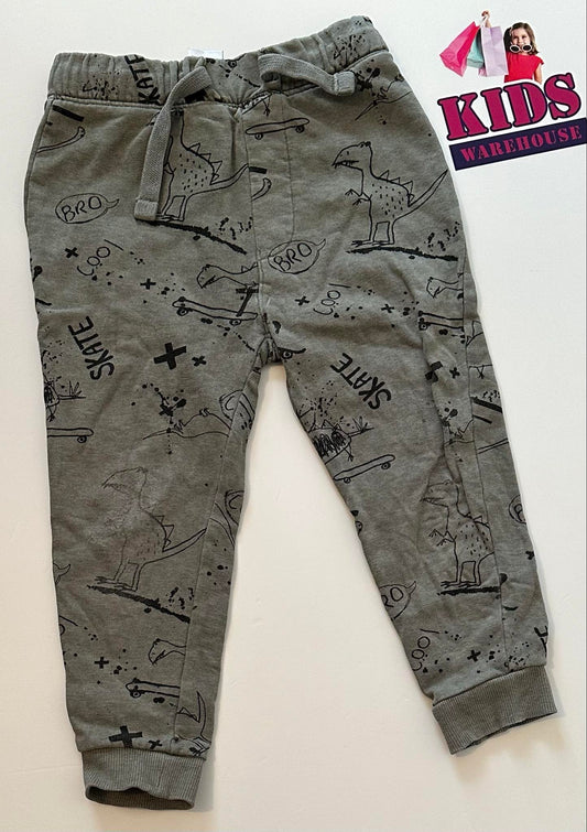 Next Green Track Pants With Dinosaur Pattern Size 3