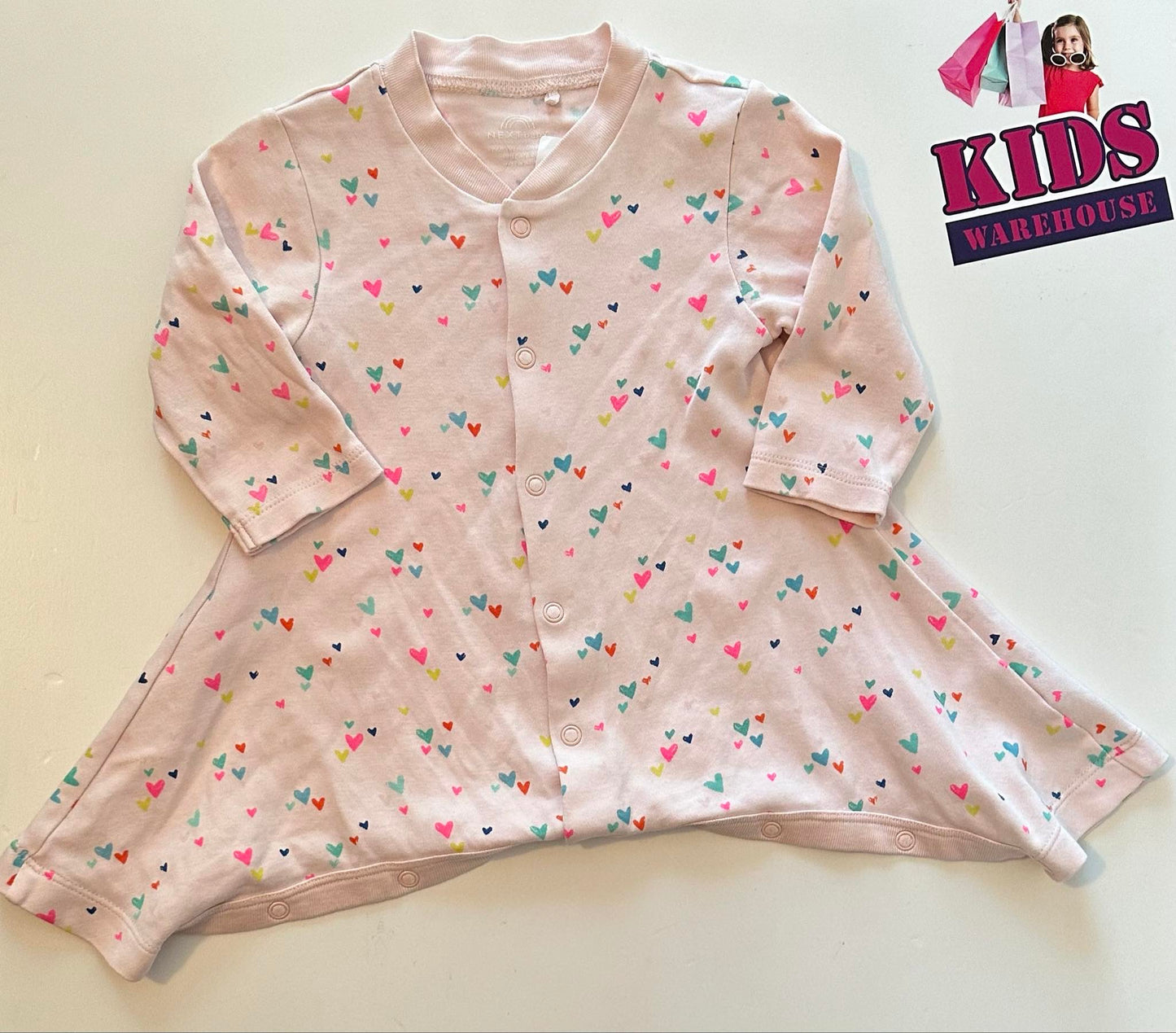 Next Pink Jumpsuit With Heart Pattern Size 00