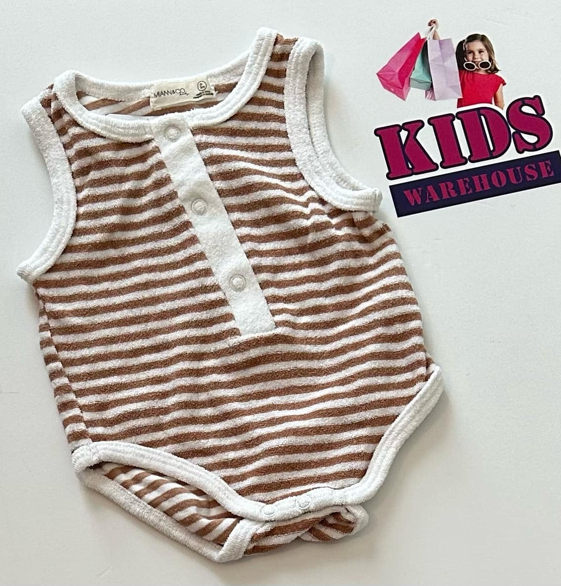 Miann & Co White & Brown Bodysuit Size 000
