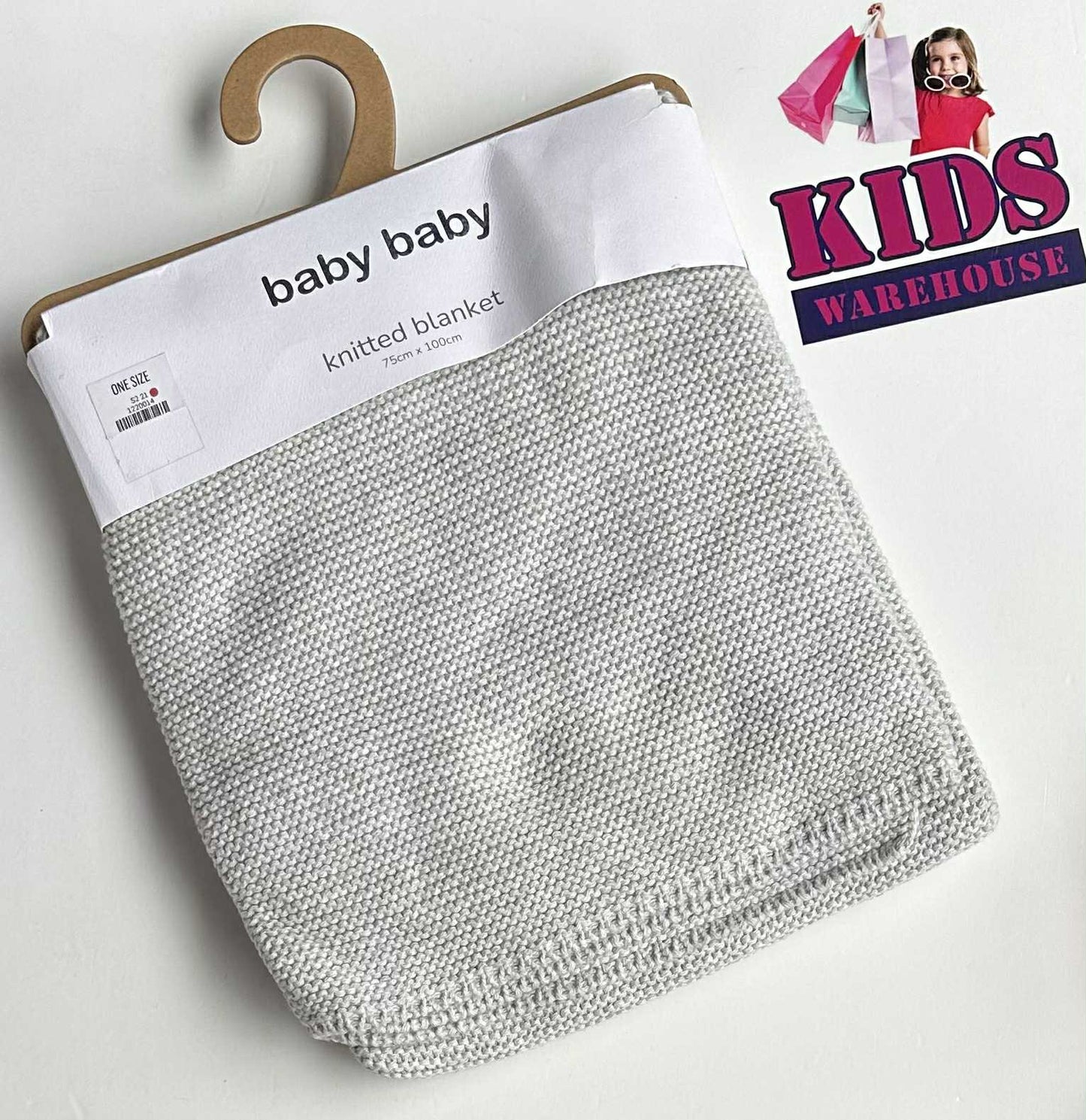 Baby Baby Grey Knitted Blanket 75x100cm