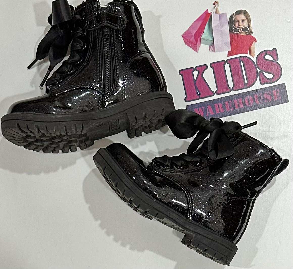 Next Black Shimmer Zipper Boots Size 7