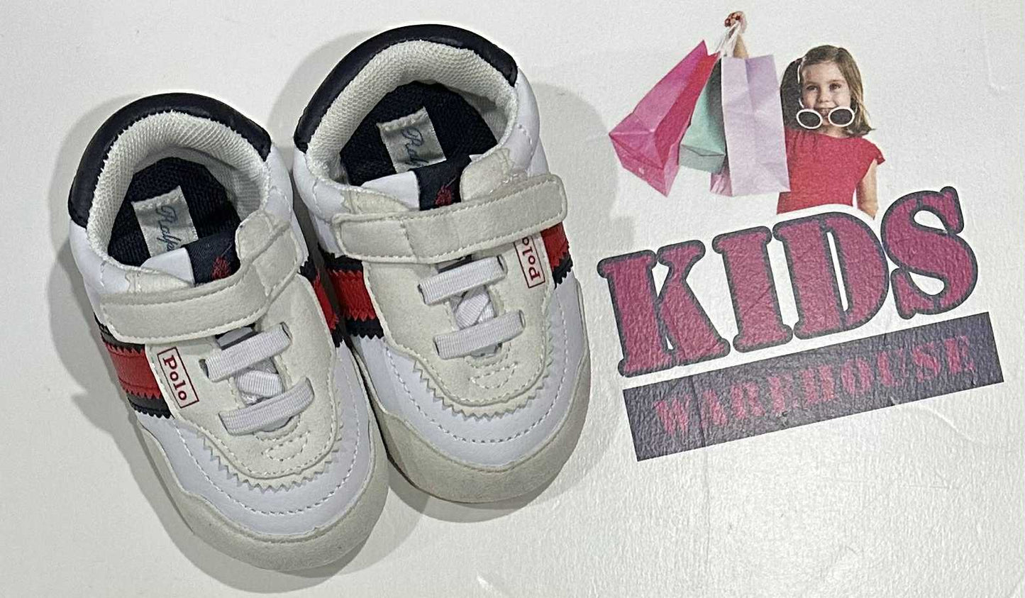 Ralph Lauren Polo White, Navy, Red Runners Size US3/UK2.5 (Toddler/Child)