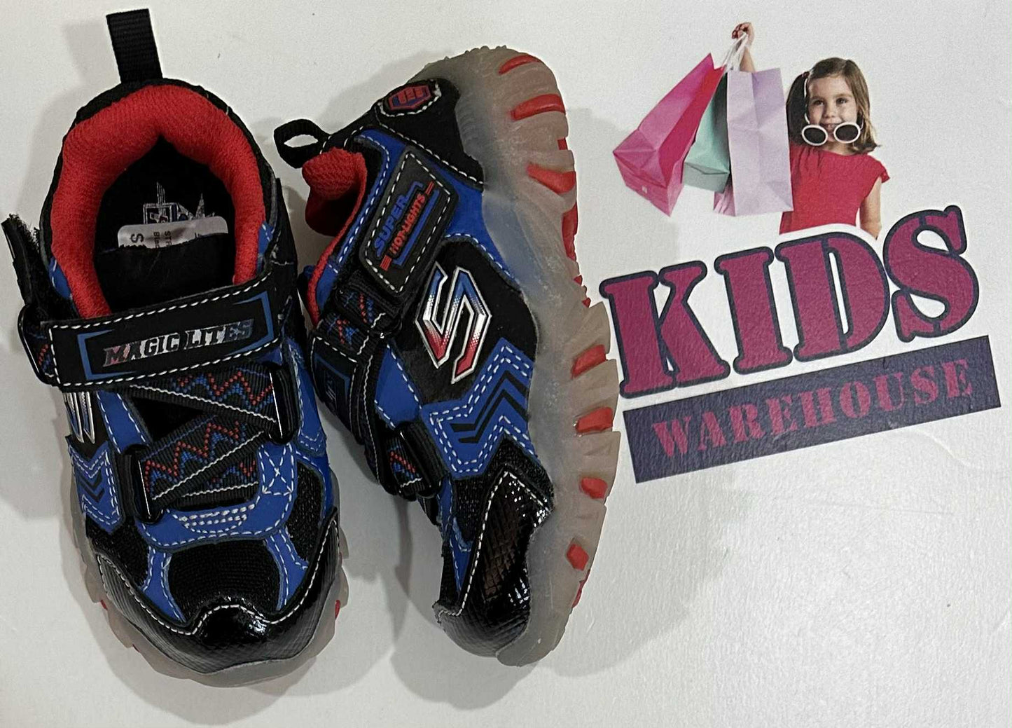 NEW Skechers Magic Lites Blue, Red Runners Size US6/UK5 (Child)