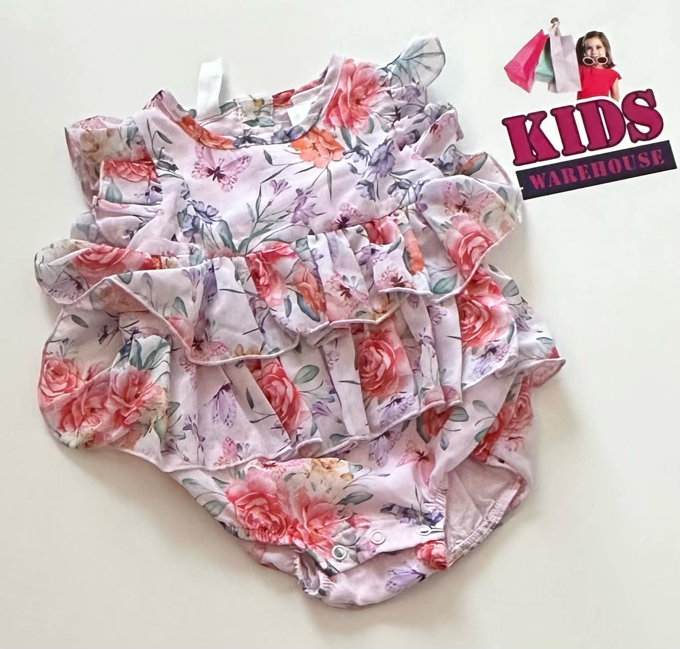 Dymples White Bodysuit With Flower Pattern Size 000