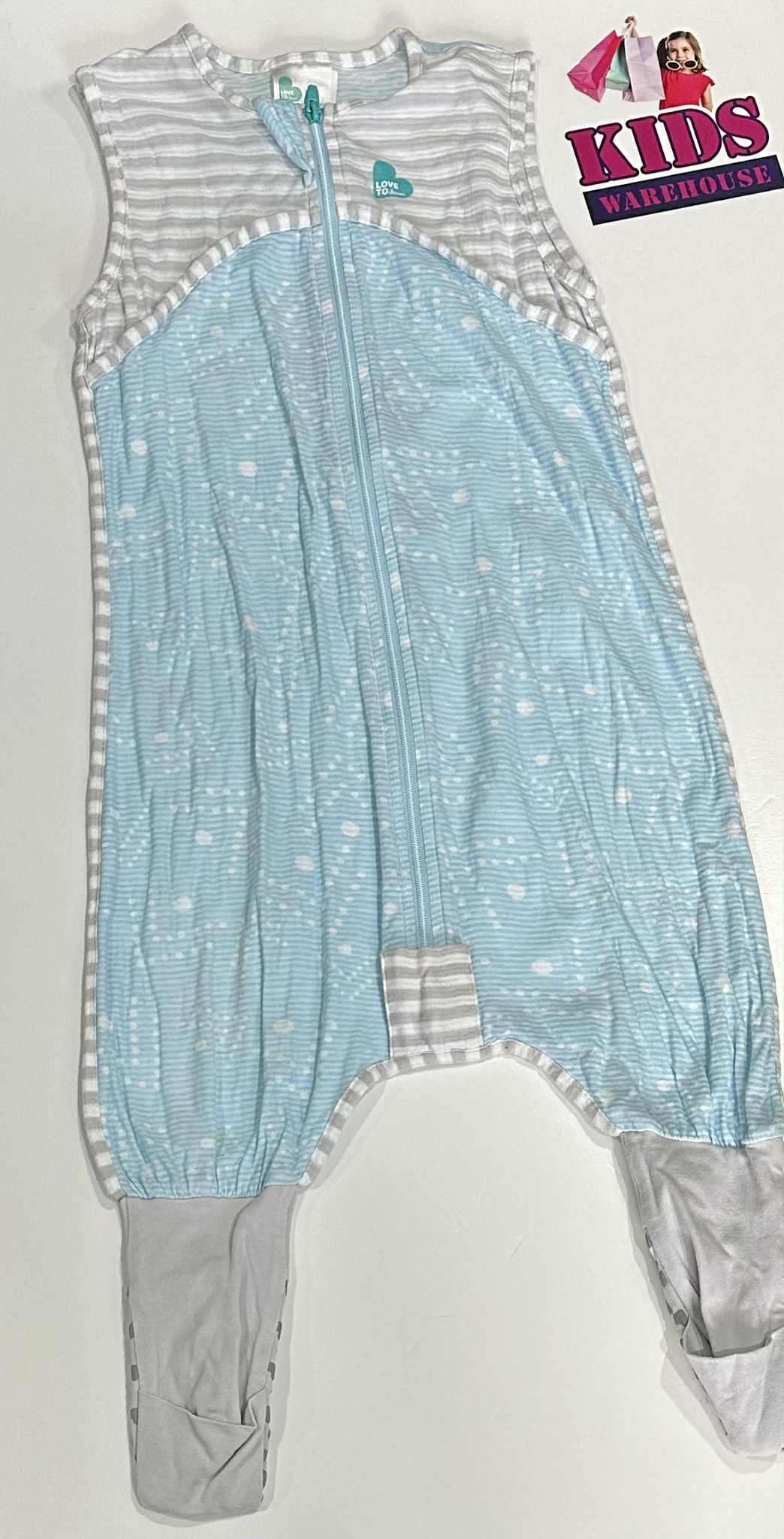 Love To Dream Sleepsuit Blue, White Polka Dot Print Size 1 (12-24 Months) TOG 0.2