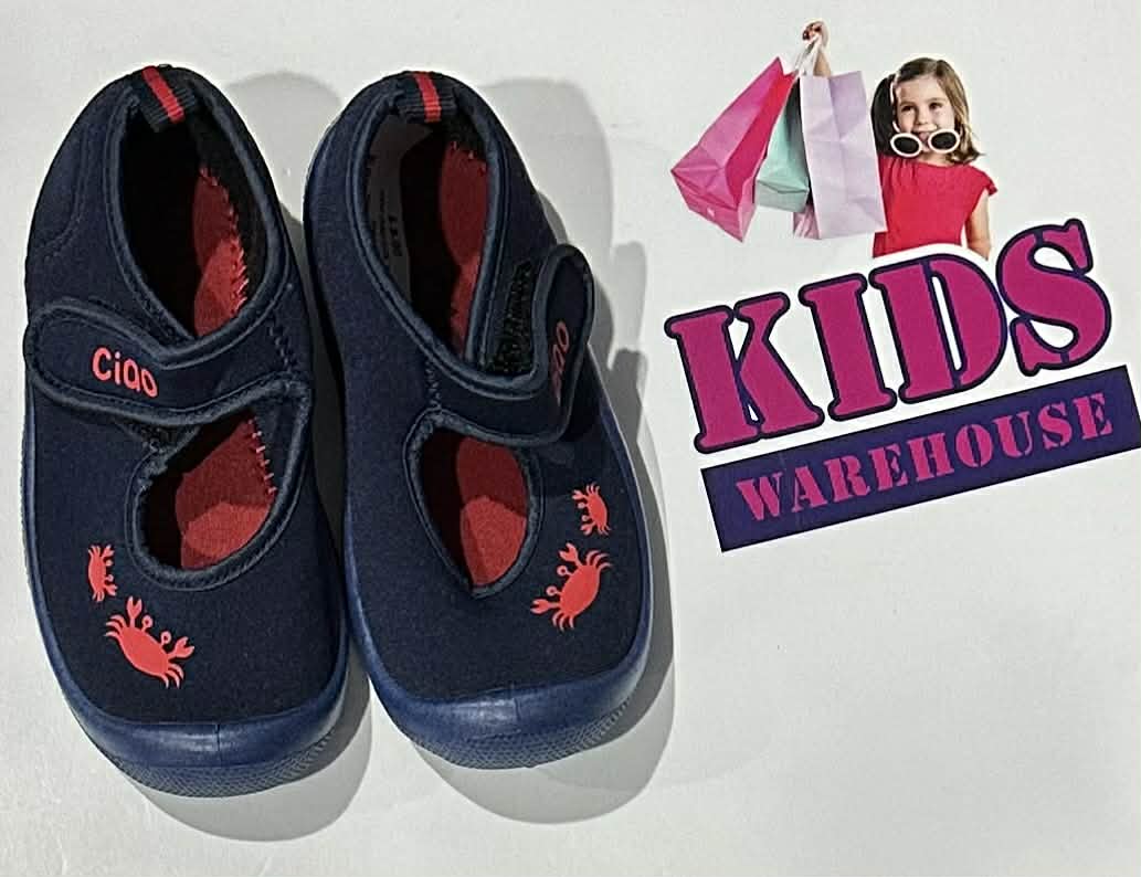 NEW Ciao Navy Blue, Red Crab Print Sandles Size US7.5/UK6.5 (Child)