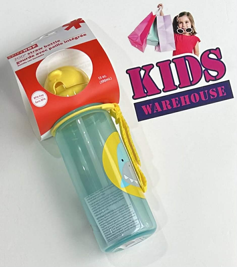 NEW Skip Hop Shark Print Straw Bottle 390ml