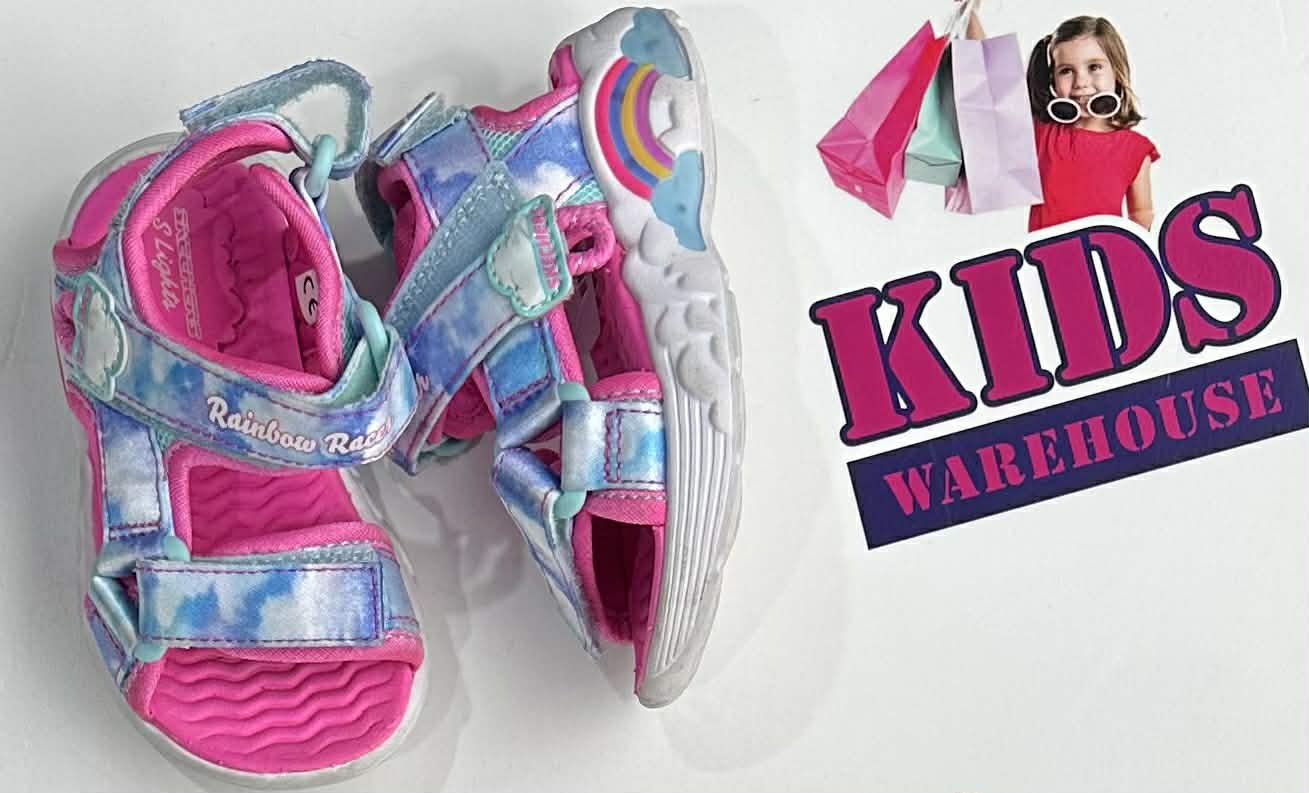 Skechers Rainbow Racers Blue, Pink Sandles Size US5/UK4 (Child)