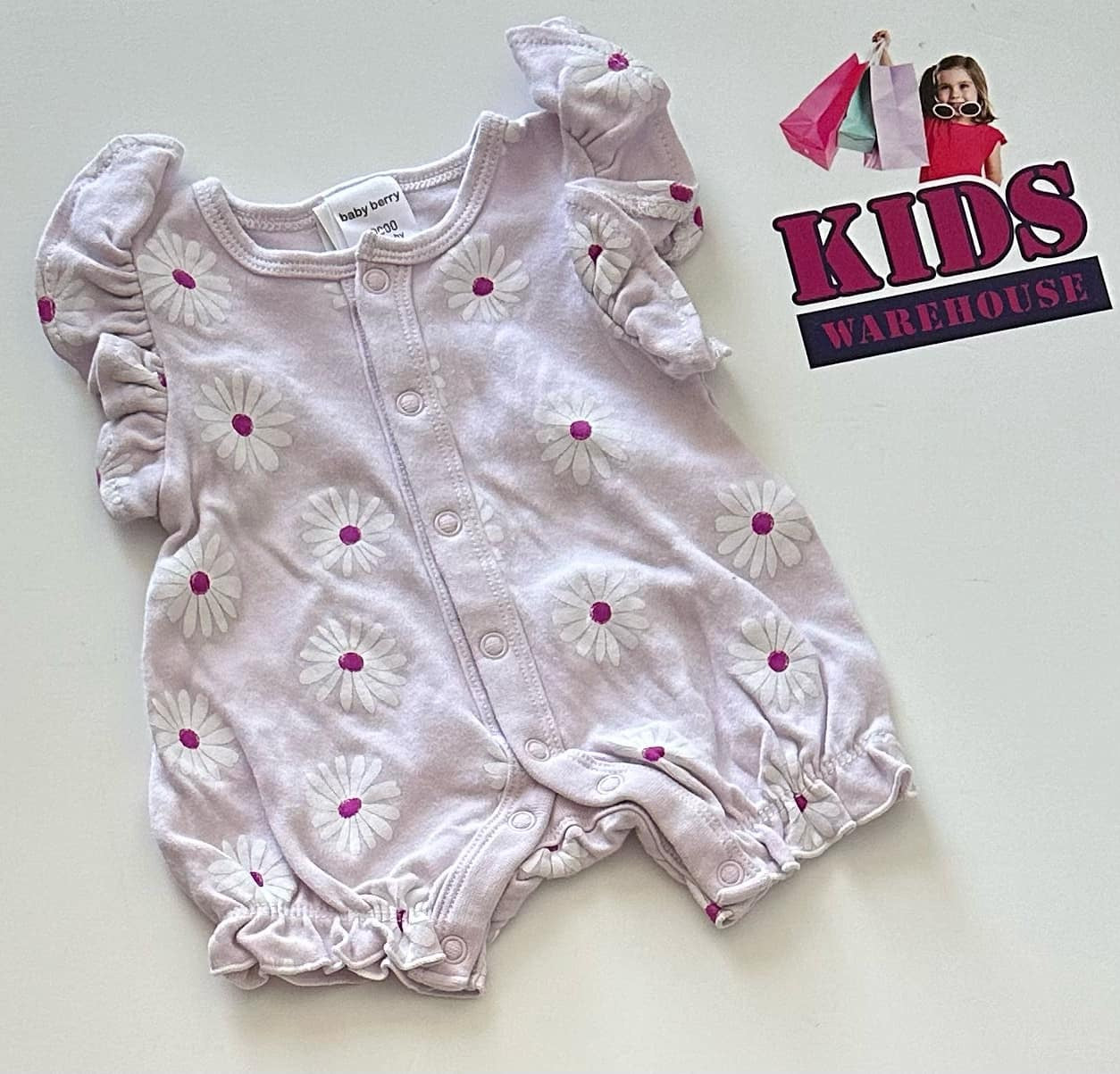 Premmie Baby Berry Pink Bodysuit With Flower Pattern Size 00000