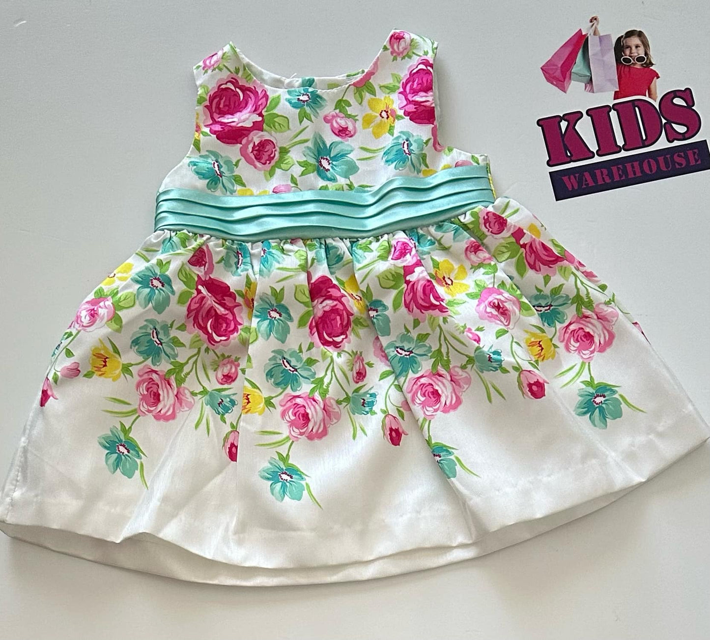 Nauuette Baby White Dress With Flower Print Size 000