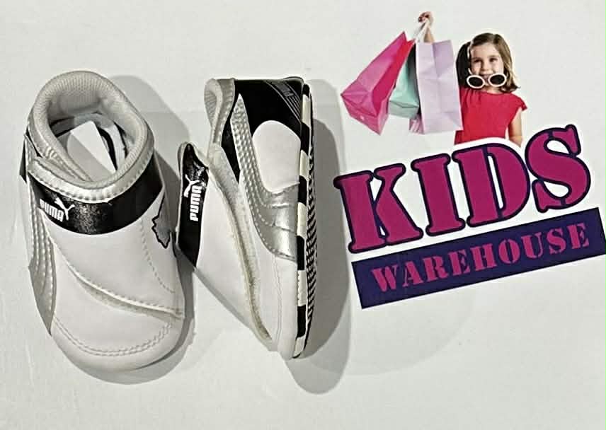 Puma White, Silver, Black Runners Size US2/UK1 (Baby/Toddler)