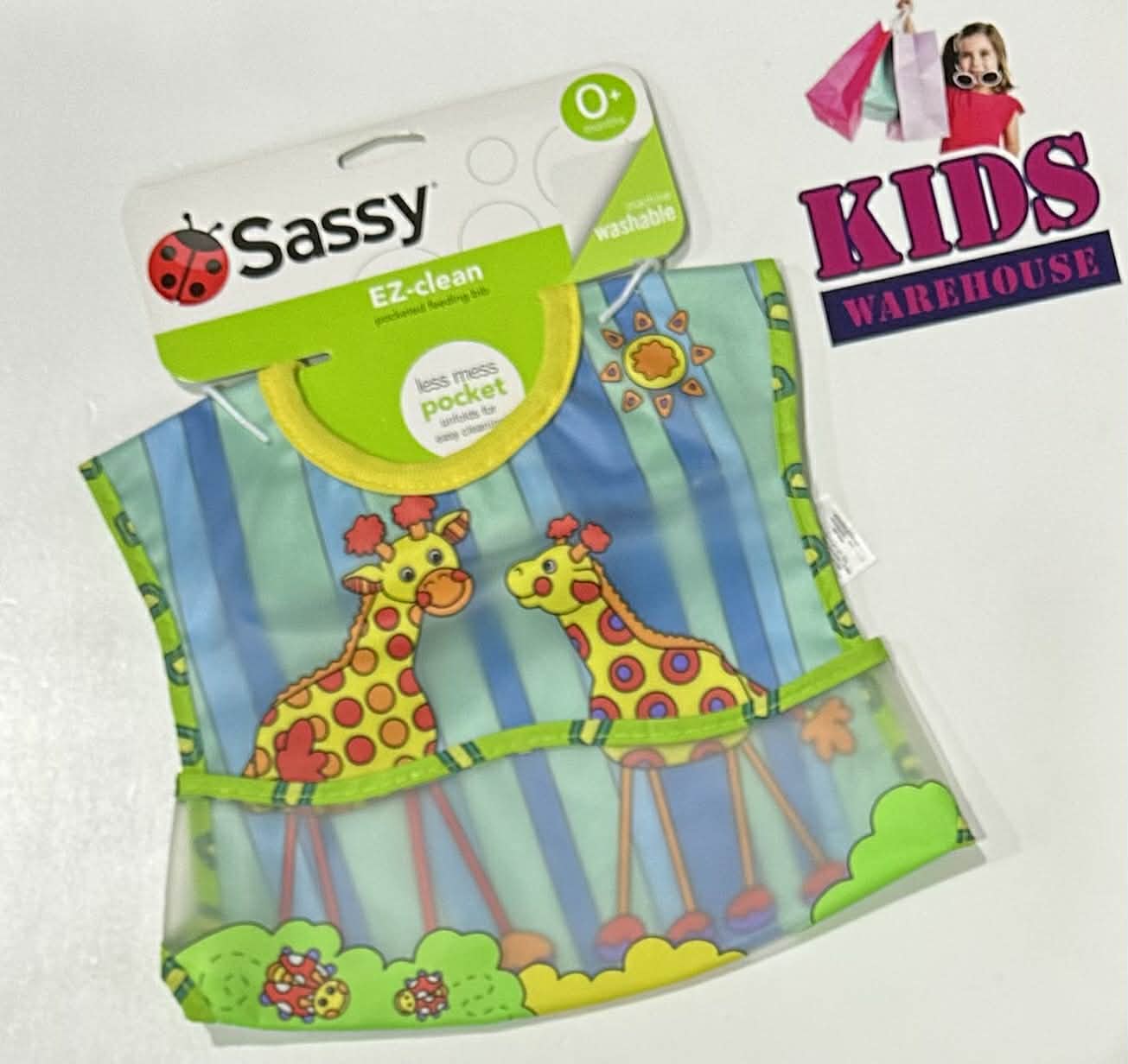 NEW Sassy EZ-Clean Pocketed Feeding Bib