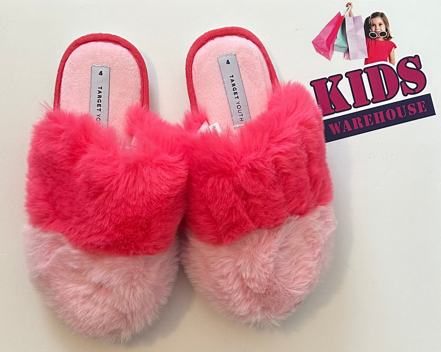 Target Pink Fluffy Slippers Size 4 Older Child Kids Warehouse AU