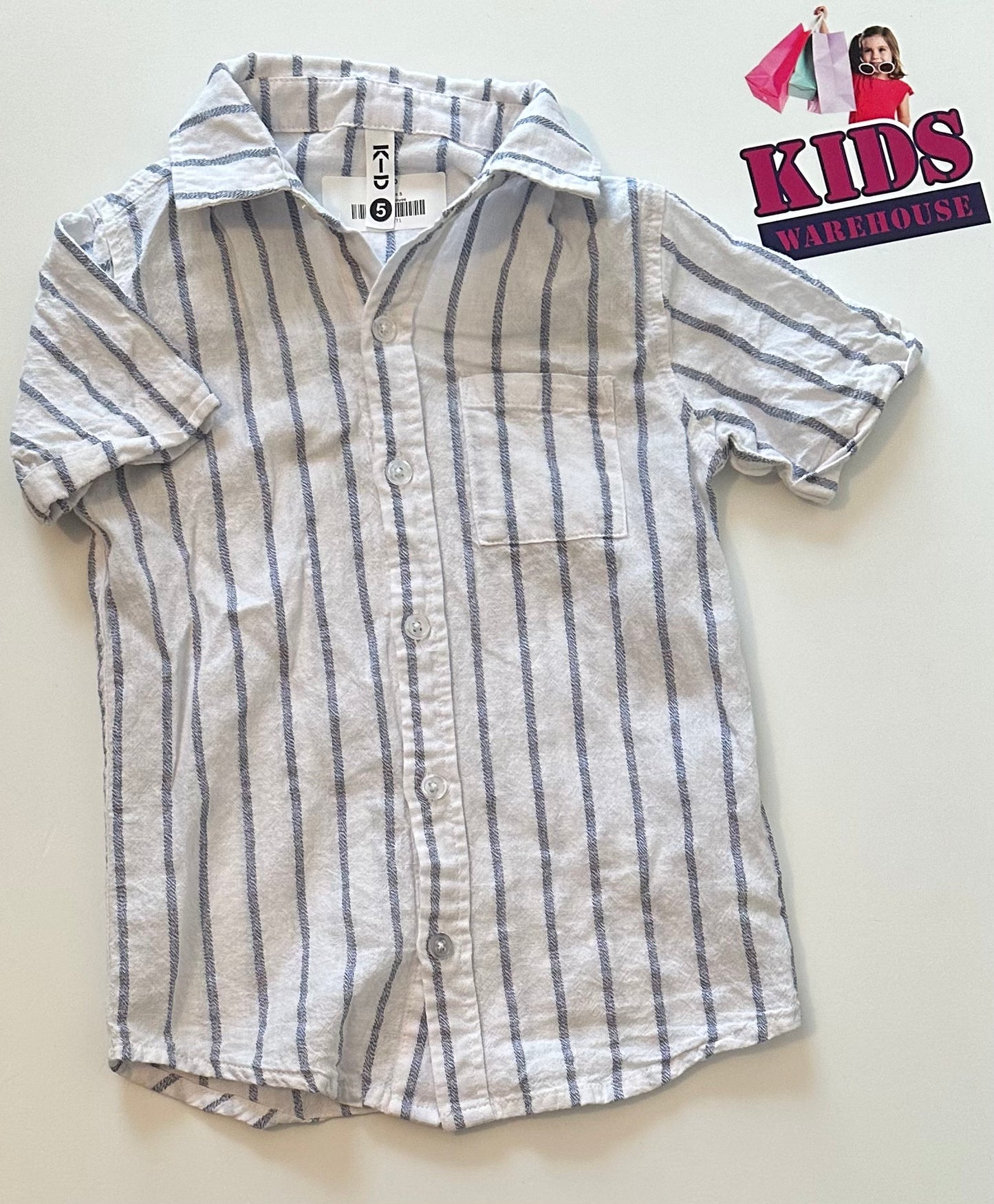 Blue & White Stripe Shirt Size 5