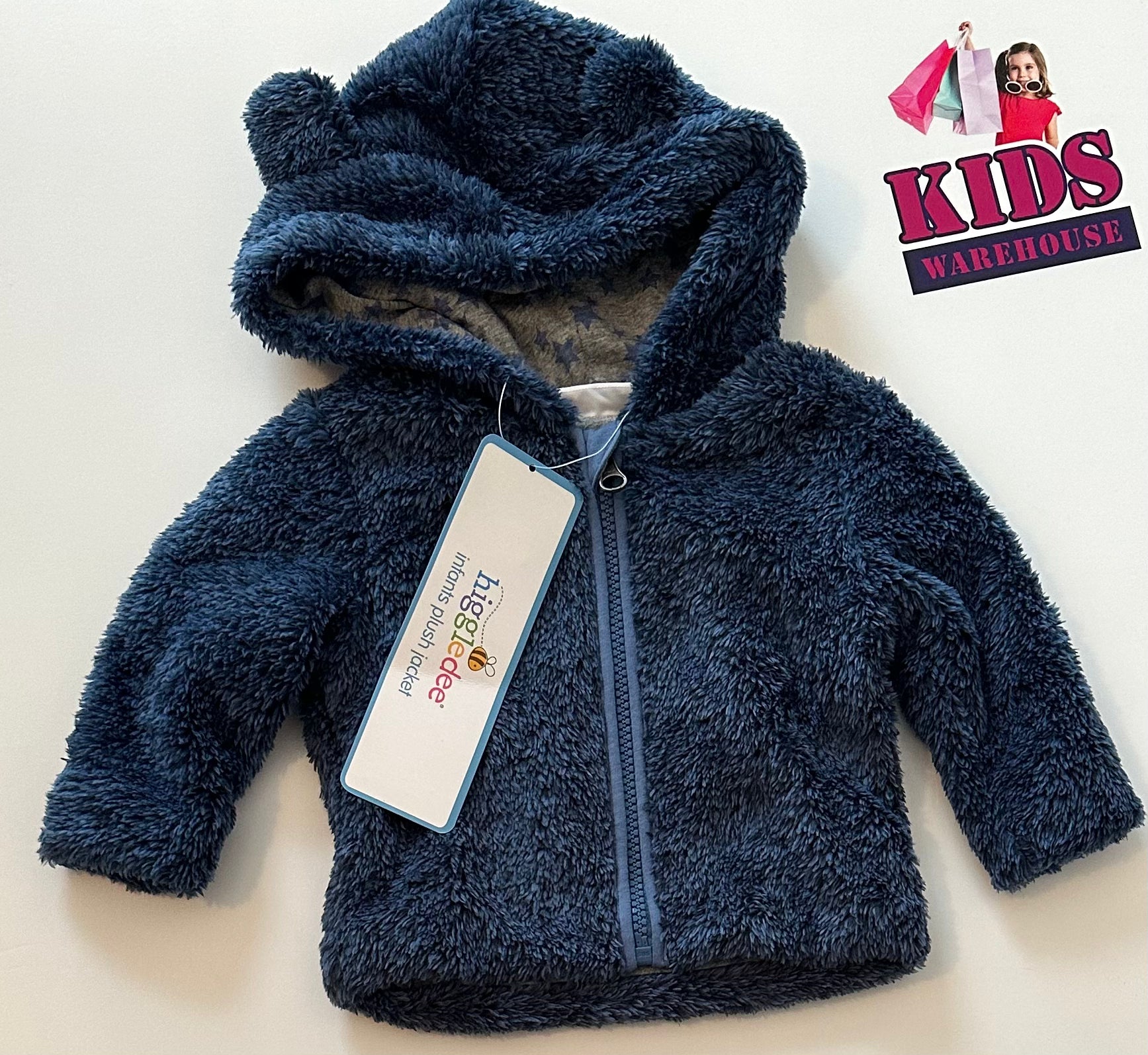 New Higgledee Blue Fluffy Zip Jacket Size 00 Kids Warehouse AU