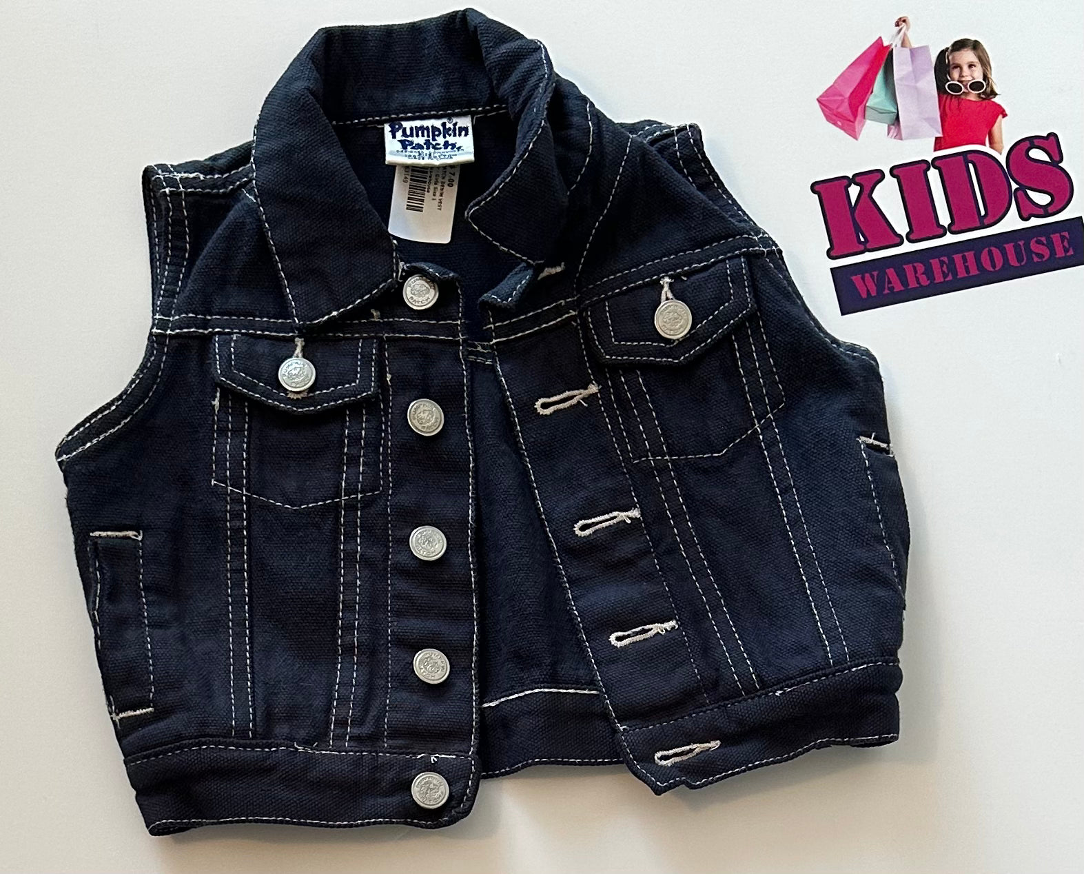 Kids black store denim vest