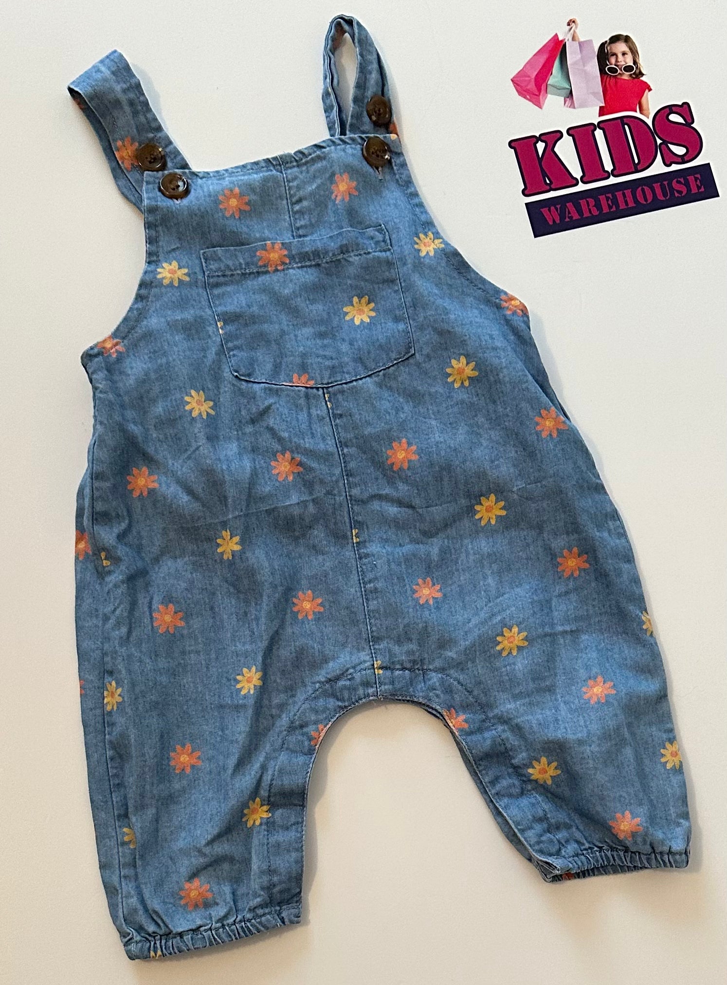 Seed Floral Denim Overalls Size 000 Kids Warehouse AU