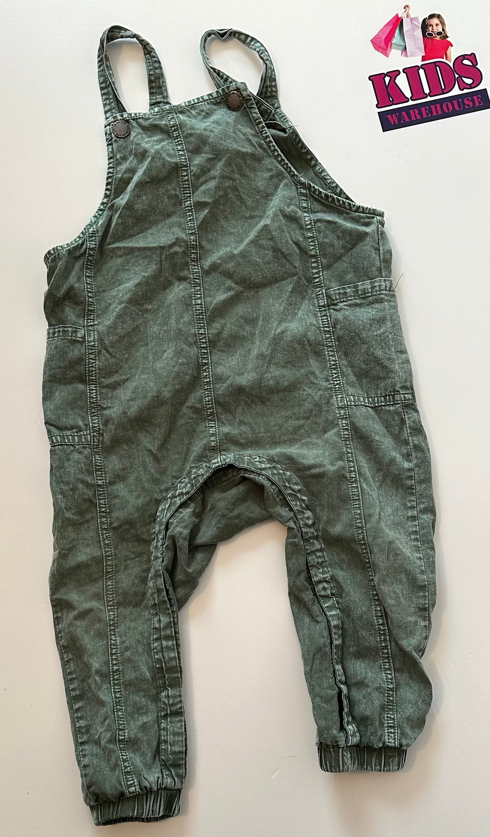 Green sales denim overalls