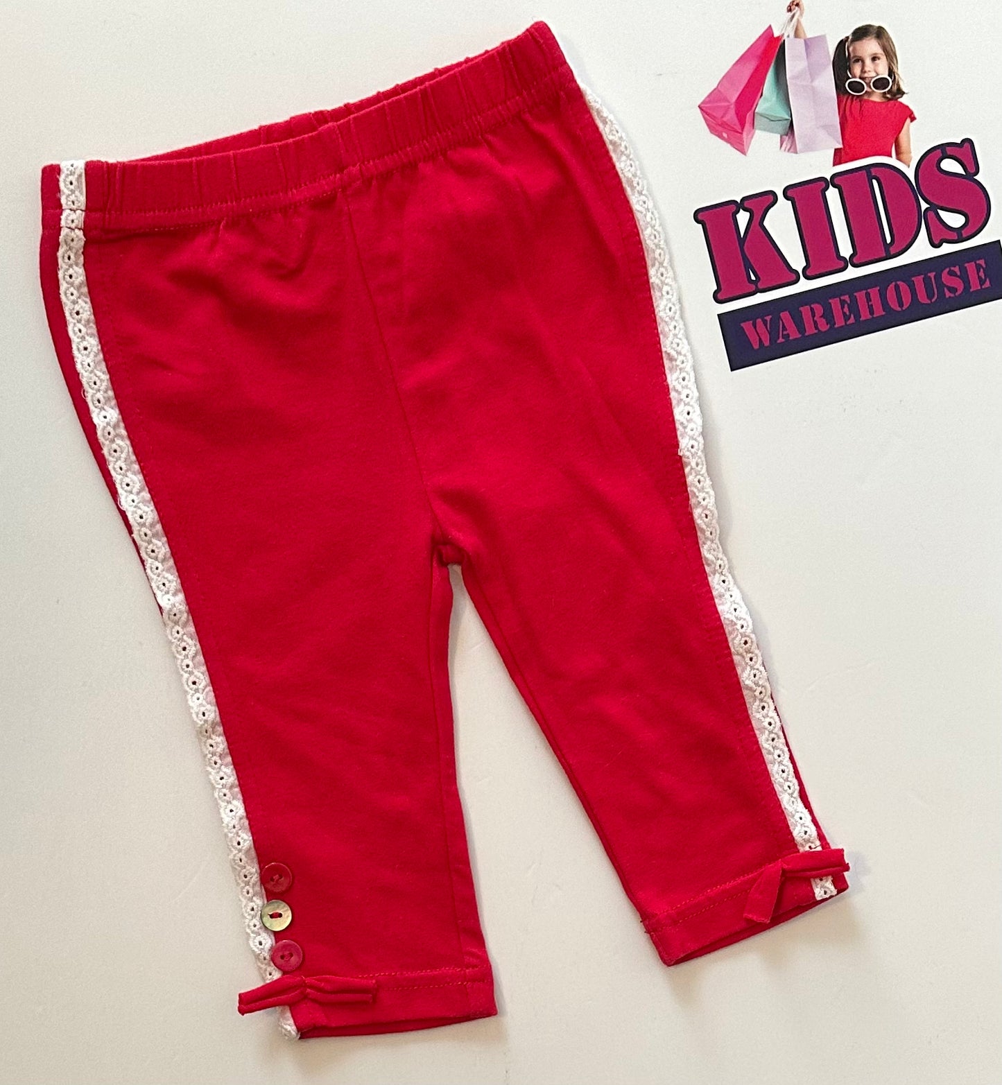 Deux par deux Red with Lace Trim Pants Size 00