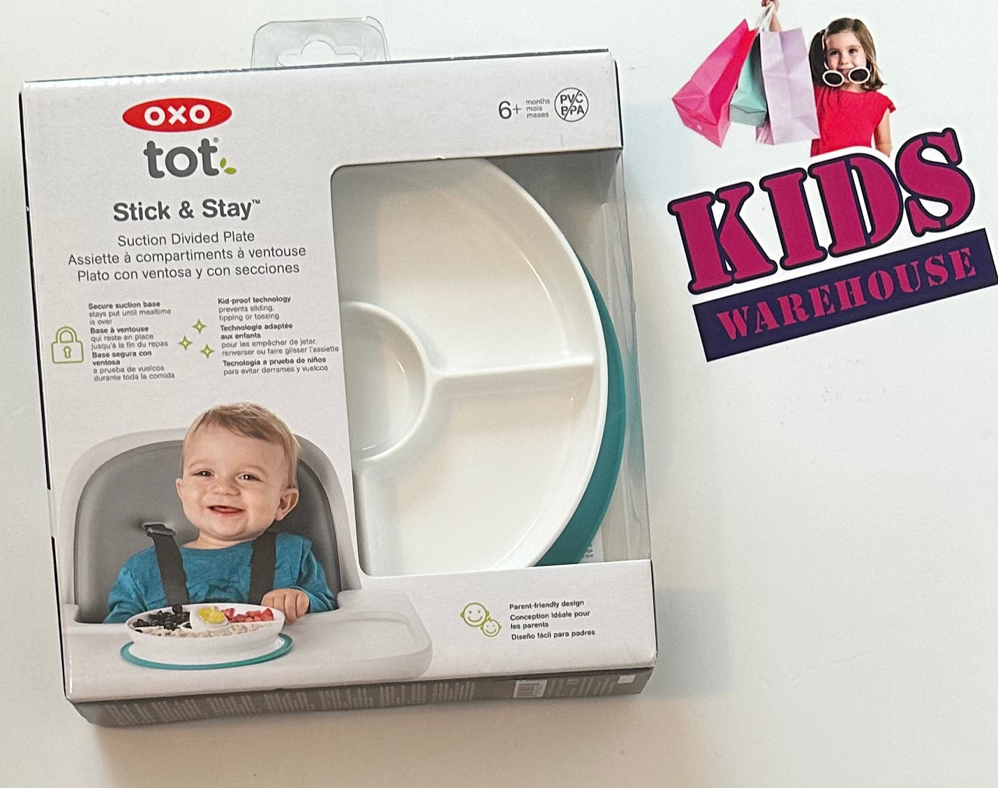 OXO Tot Stick and Stay Suction Divided Plate