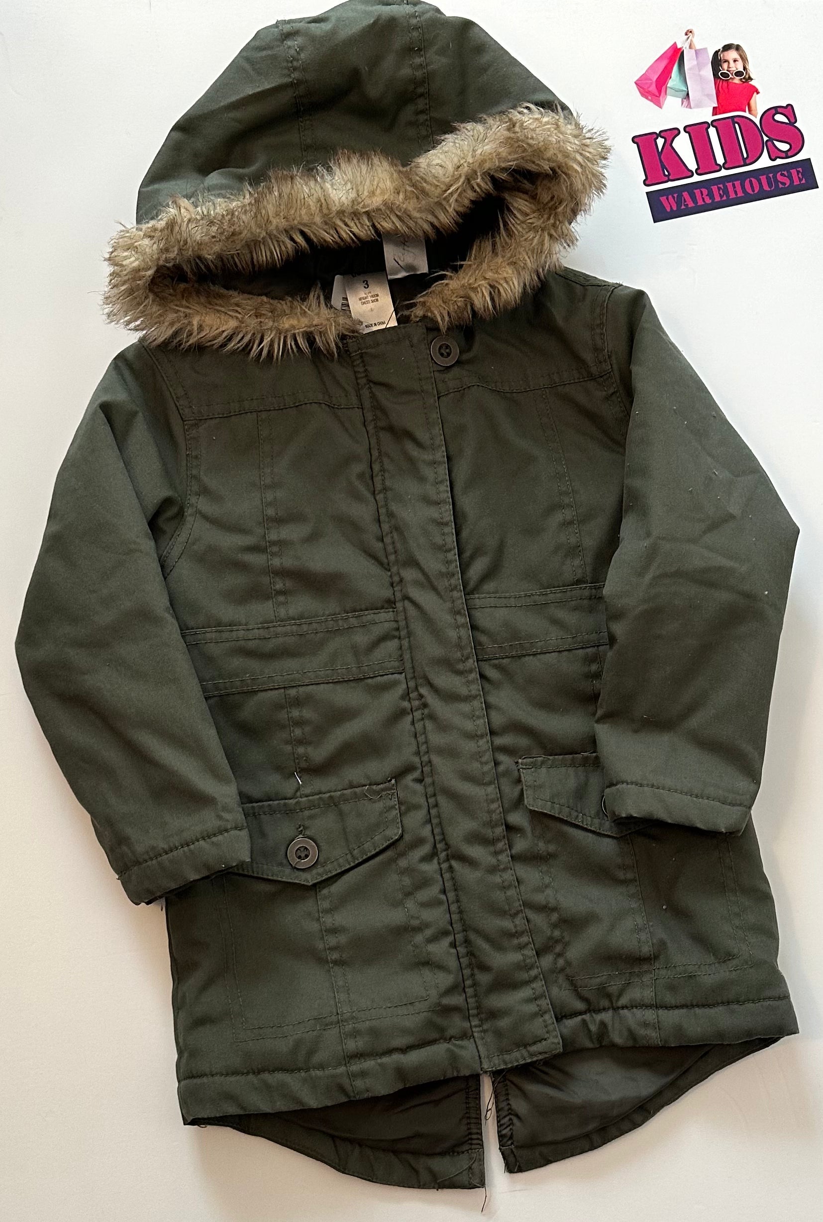 Green fur 2025 hooded jacket