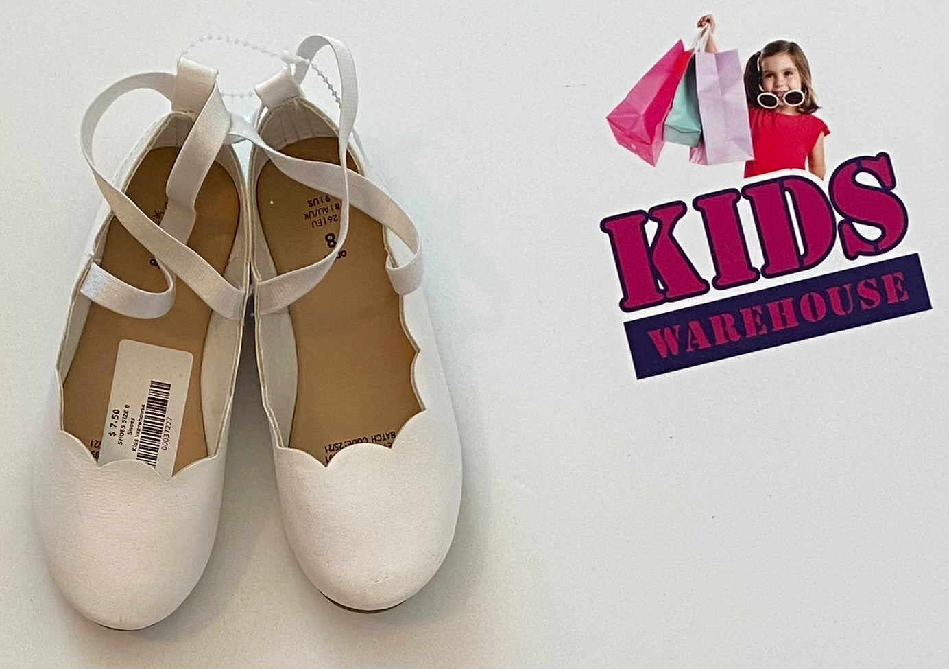 White Strap Children's Shoes Size 8 (Child)