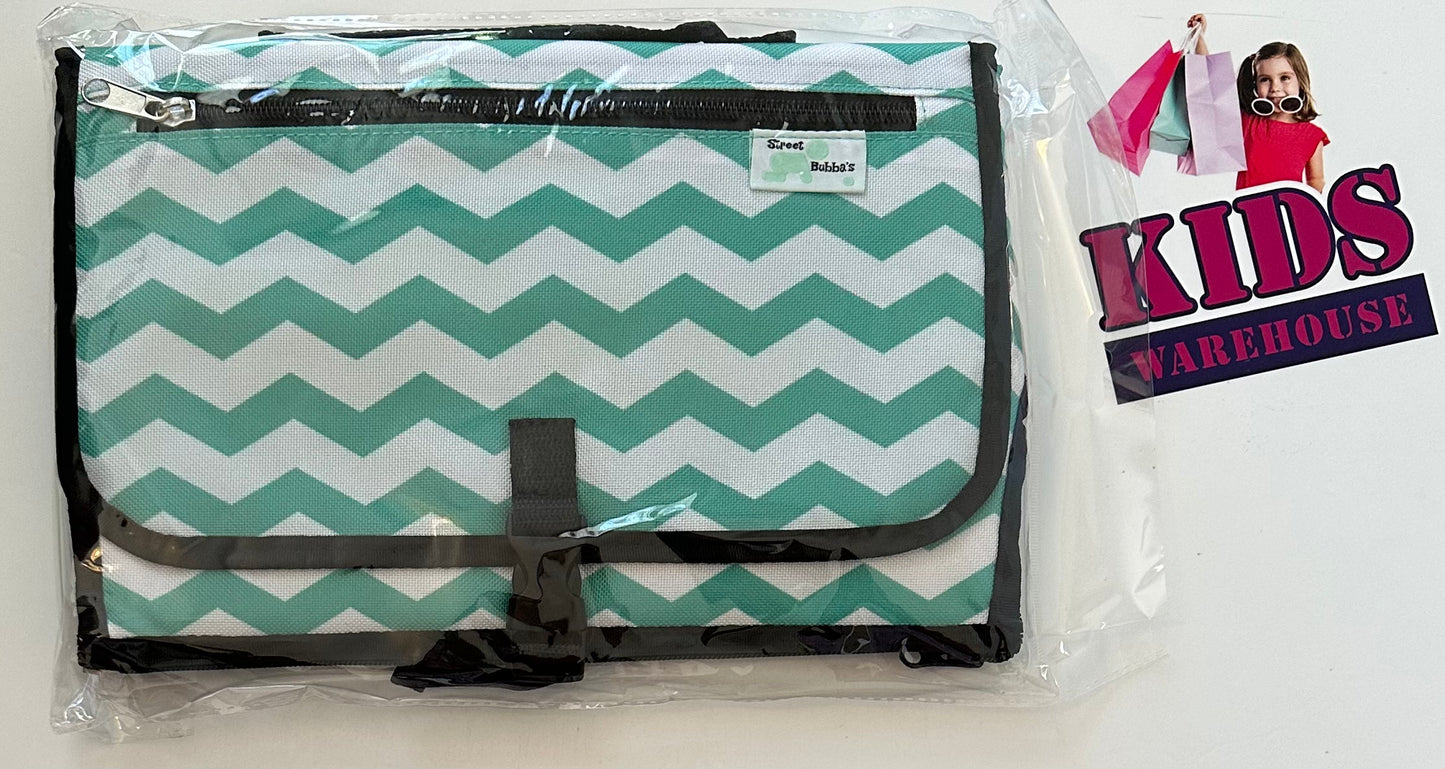 New Street Bubba’s Change Mat Green/White Striped Print