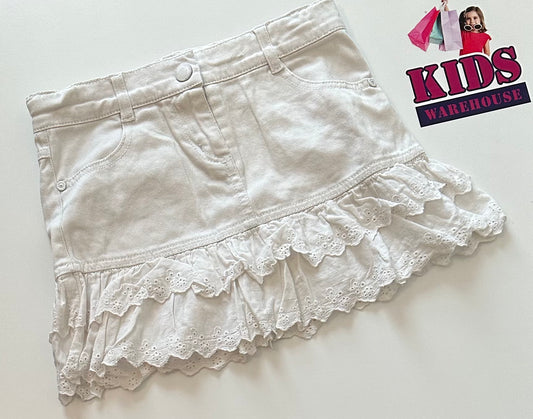 Target White Denim Skirt with Lace Trim Size 6