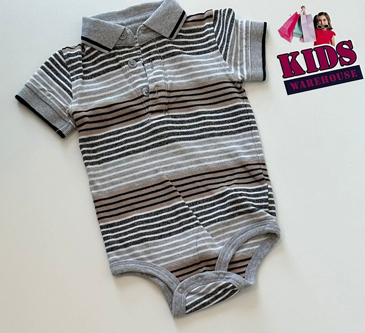 Babies R Us Striped Bodysuit with Collar Size 0